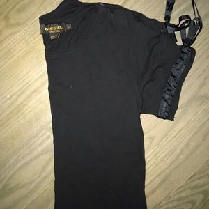 💕Black ribbon trim T-shirt Diesel